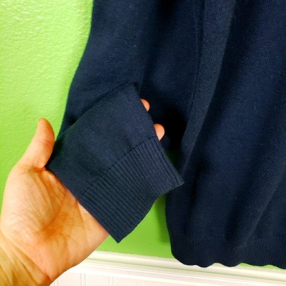 Banana Republic Men's Cotton Cashmere Argyle Pullover Quarter Zip Sweater Medium - Picture 7 of 7